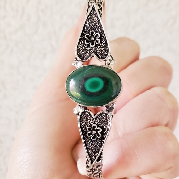 New Malachite 925 Silver Open Cuff Bracelet. - Picture 5 of 15